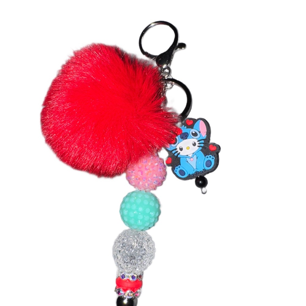 Colorful Pom Pom Keychain for Kids